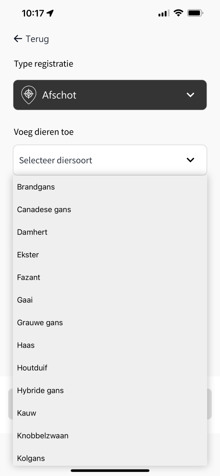 10 - IMG_7130 - Type registratie Afschot Dieren.PNG